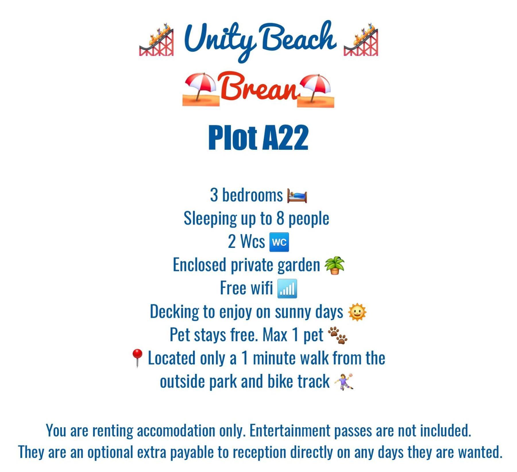 A22 Unity Beach Holiday Resort Unity Brean Sleeps 8 People 3 Bedrooms 1 Pet Stays Free Berrow Exterior foto